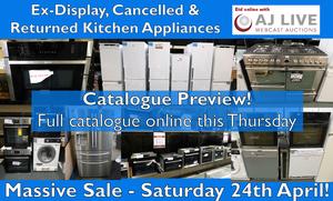 Massive sale of Returned, Ex-display & Cancelled Order Kitchen Appliances this Saturday 24th April