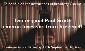 Sold for £4,200 - Two Broadway Cinema Loveseats designed by Sir Paul Smith